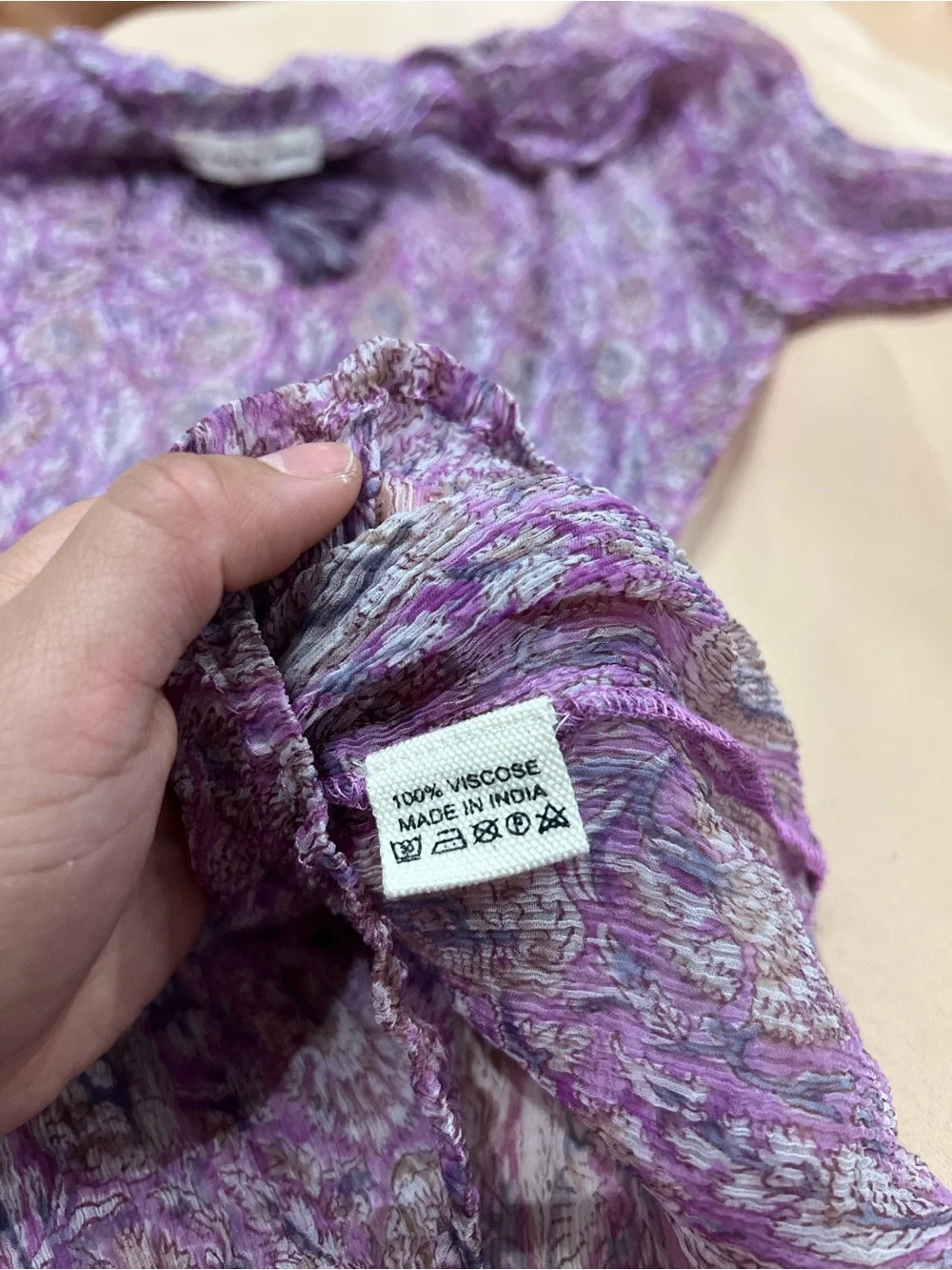 Love Shack By Anouska Purple Paisley Tassel Tie Sheer Boho Blouse Top XL Beach - Picture 6 of 8